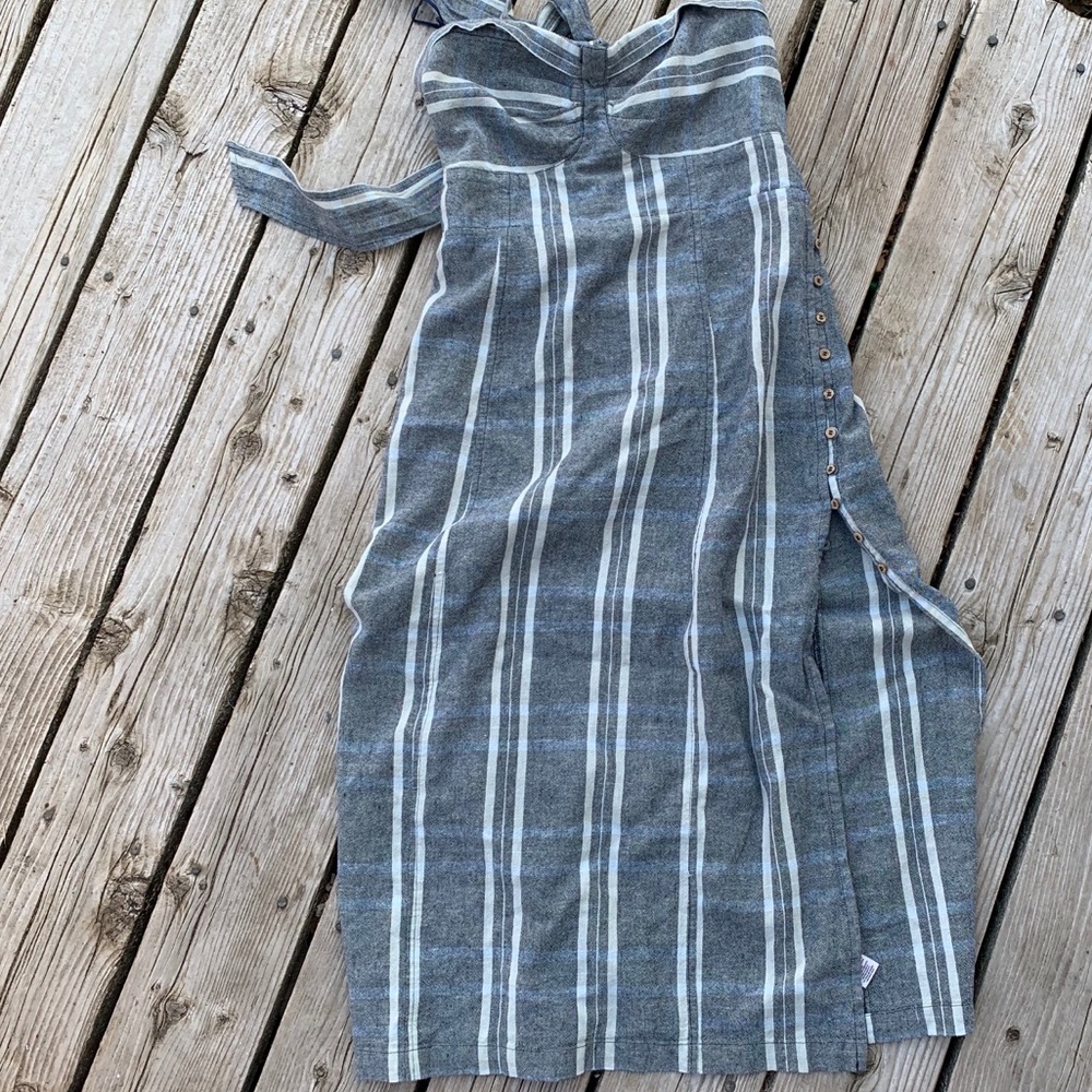 Free People linen tie back dress w/button side